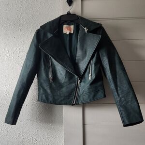 Gianni Bini Dark Green Leather Jacket